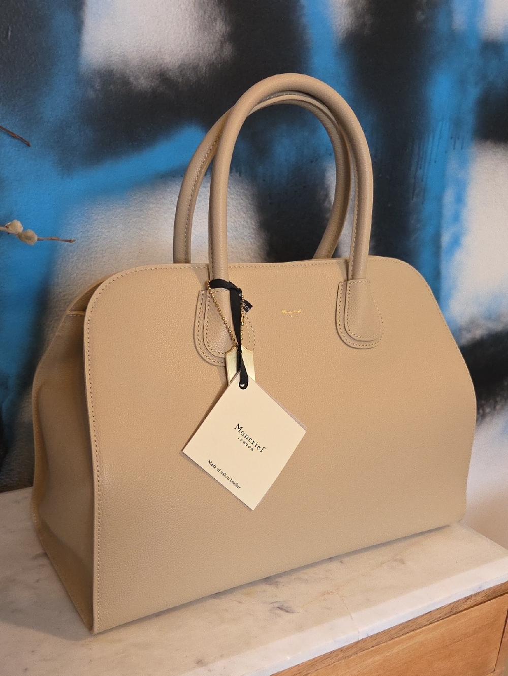 Women’s Taupe Structured Satchel Bag by MONCRIEF